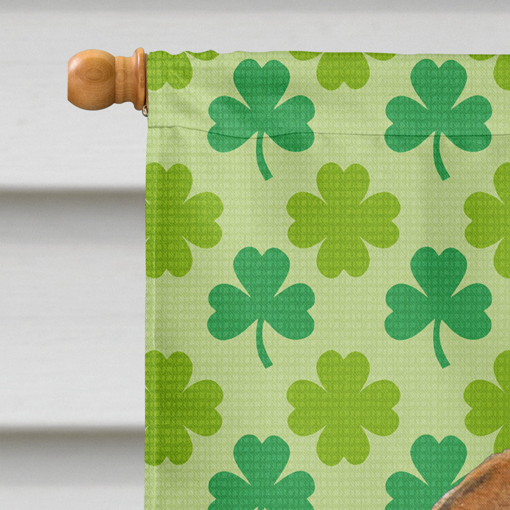 Bulldog English St. Patrick's Day Shamrock Portrait House Flag 28x40 Porch Sleeve Pole Decorative Outside Yard Banner Artwork Wall Hanging, Polyester