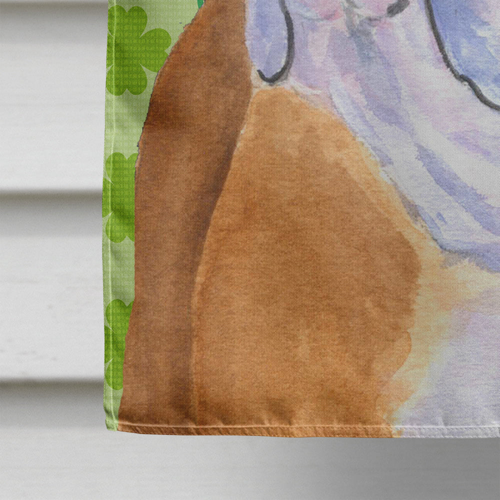 Bulldog English St. Patrick's Day Shamrock Portrait House Flag 28x40 Porch Sleeve Pole Decorative Outside Yard Banner Artwork Wall Hanging, Polyester