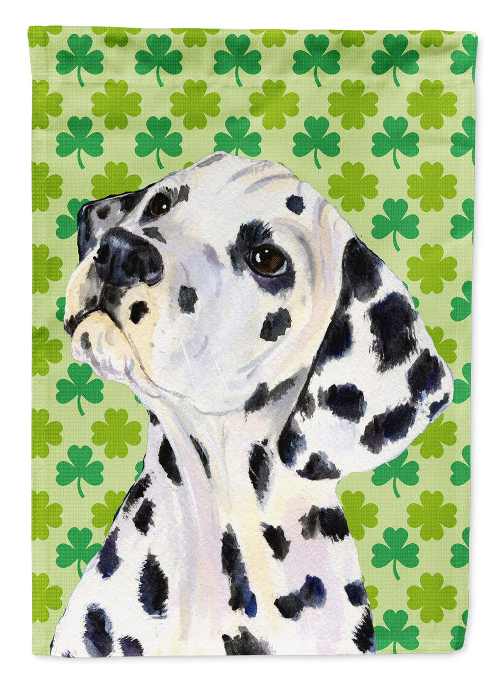 Dalmatian St. Patrick's Day Shamrock Portrait House Flag 28x40 Porch Sleeve Pole Decorative Outside Yard Banner Artwork Wall Hanging, Polyester