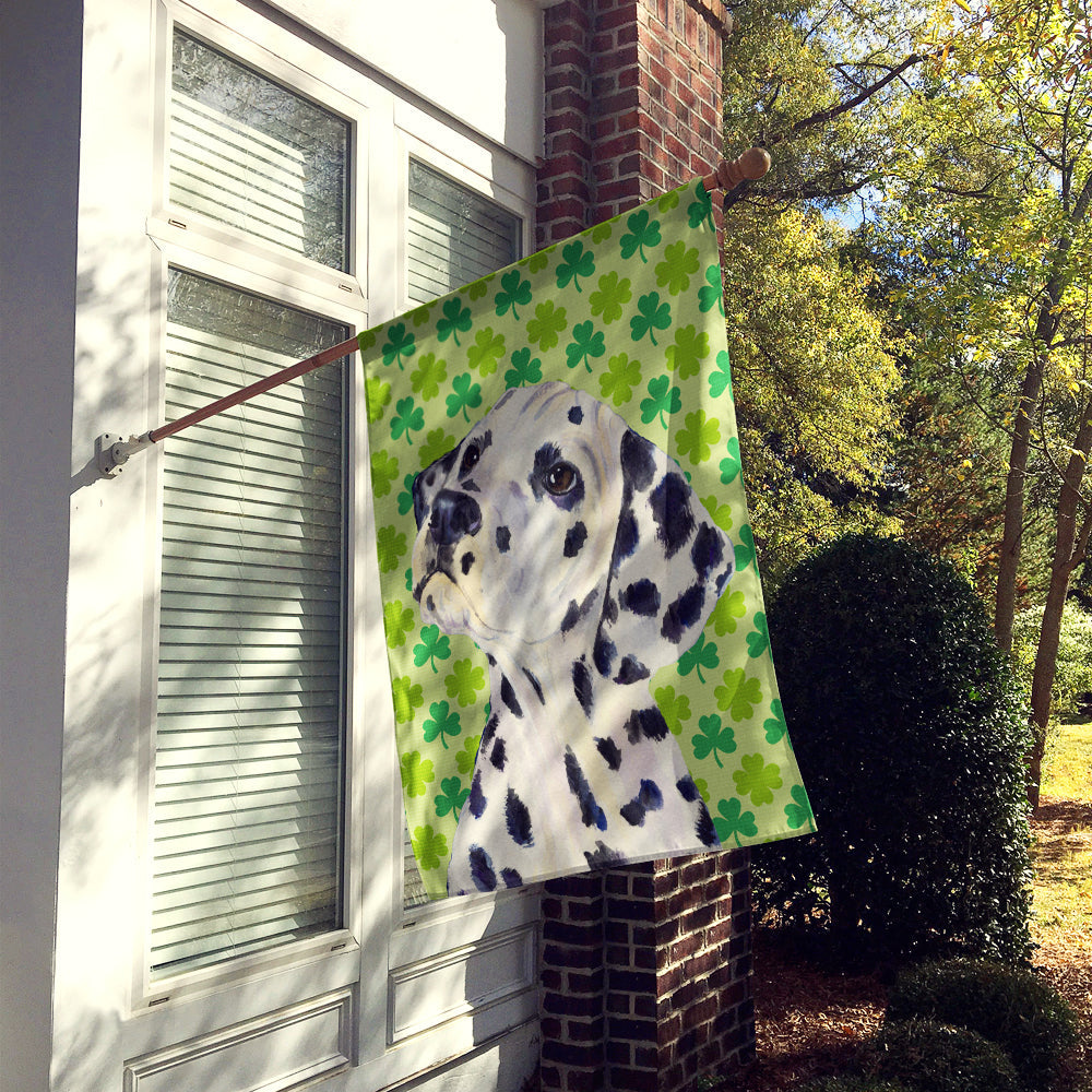 Dalmatian St. Patrick's Day Shamrock Portrait House Flag 28x40 Porch Sleeve Pole Decorative Outside Yard Banner Artwork Wall Hanging, Polyester