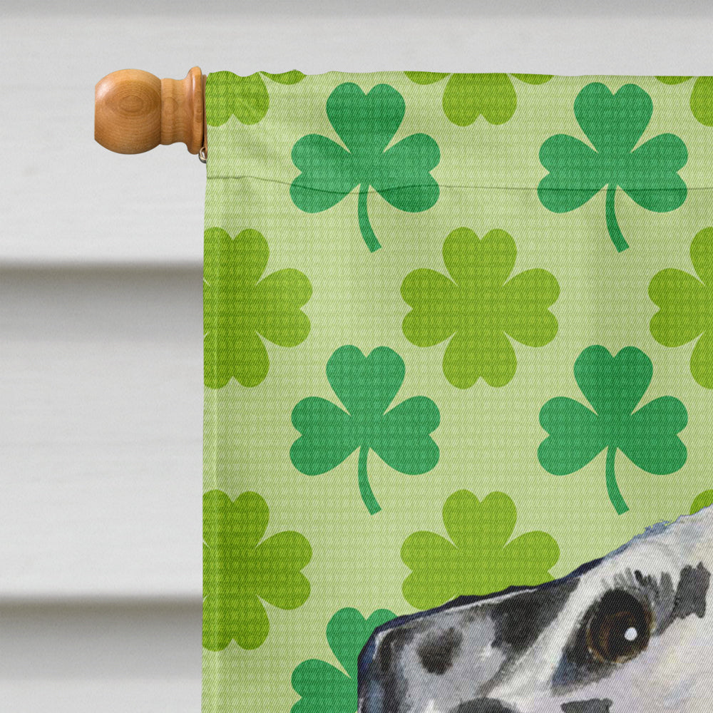 Dalmatian St. Patrick's Day Shamrock Portrait House Flag 28x40 Porch Sleeve Pole Decorative Outside Yard Banner Artwork Wall Hanging, Polyester