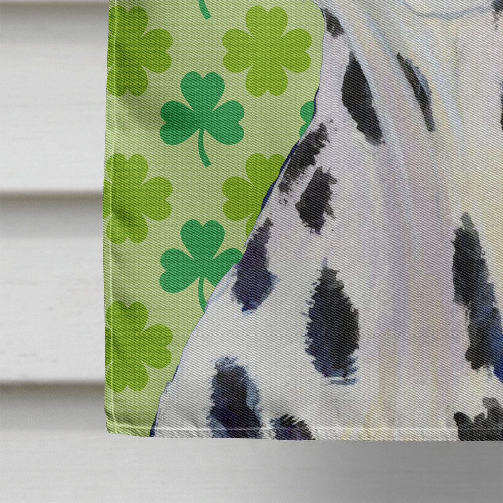 Dalmatian St. Patrick's Day Shamrock Portrait House Flag 28x40 Porch Sleeve Pole Decorative Outside Yard Banner Artwork Wall Hanging, Polyester