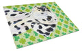 Dalmatian St. Patrick's Day Shamrock Portrait Cutting Board Tempered Glass Kitchen Cutting Surface, Heat Resistant Chopping, Non-Slip Feet, Food Prep & Serving