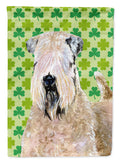 Wheaten Terrier Soft Coated St. Patrick's Day Shamrock House Flag 28x40 Porch Sleeve Pole Decorative Outside Yard Banner Artwork Wall Hanging, Polyester