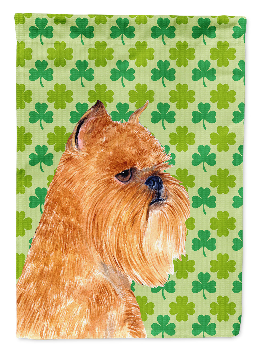 Brussels Griffon St. Patrick's Day Shamrock Portrait House Flag 28x40 Porch Sleeve Pole Decorative Outside Yard Banner Artwork Wall Hanging, Polyester