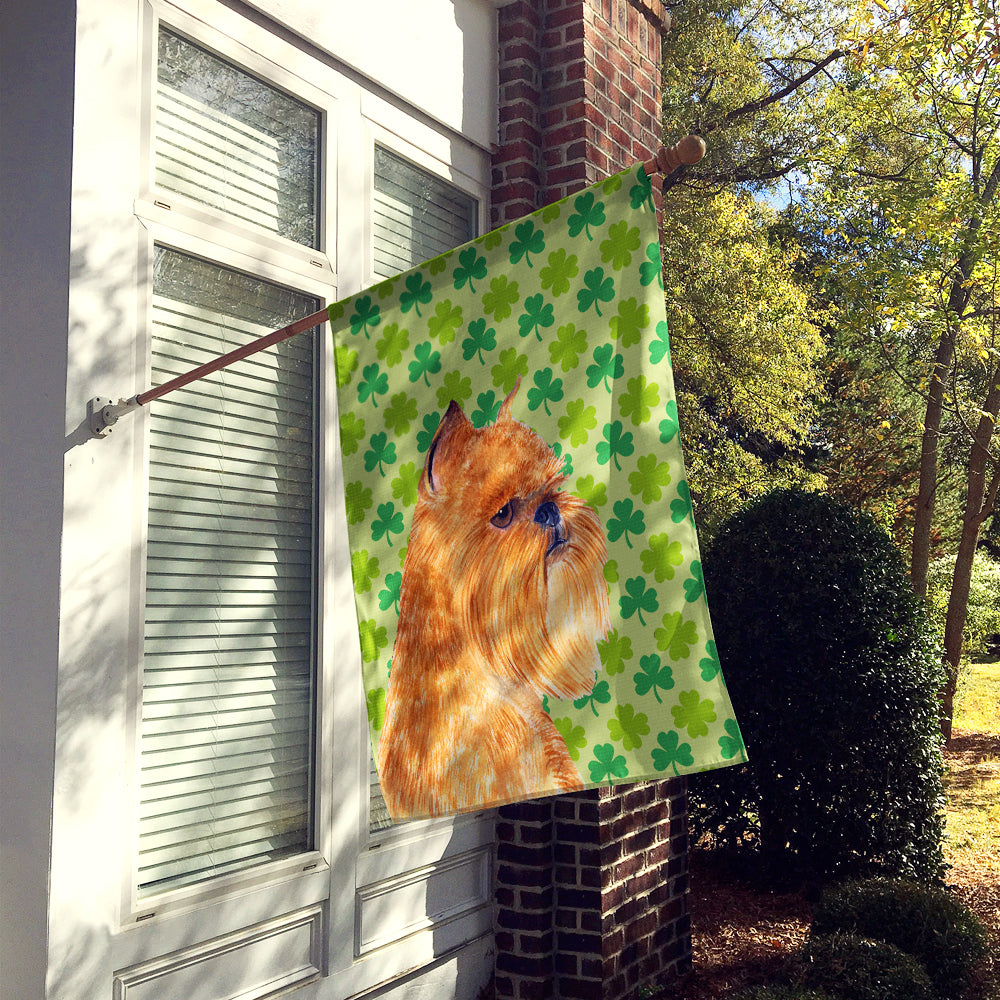Brussels Griffon St. Patrick's Day Shamrock Portrait House Flag 28x40 Porch Sleeve Pole Decorative Outside Yard Banner Artwork Wall Hanging, Polyester