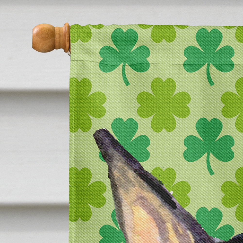 Doberman St. Patrick's Day Shamrock Portrait House Flag 28x40 Porch Sleeve Pole Decorative Outside Yard Banner Artwork Wall Hanging, Polyester