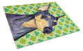 Doberman St. Patrick's Day Shamrock Portrait Cutting Board Tempered Glass Kitchen Cutting Surface, Heat Resistant Chopping, Non-Slip Feet, Food Prep & Serving