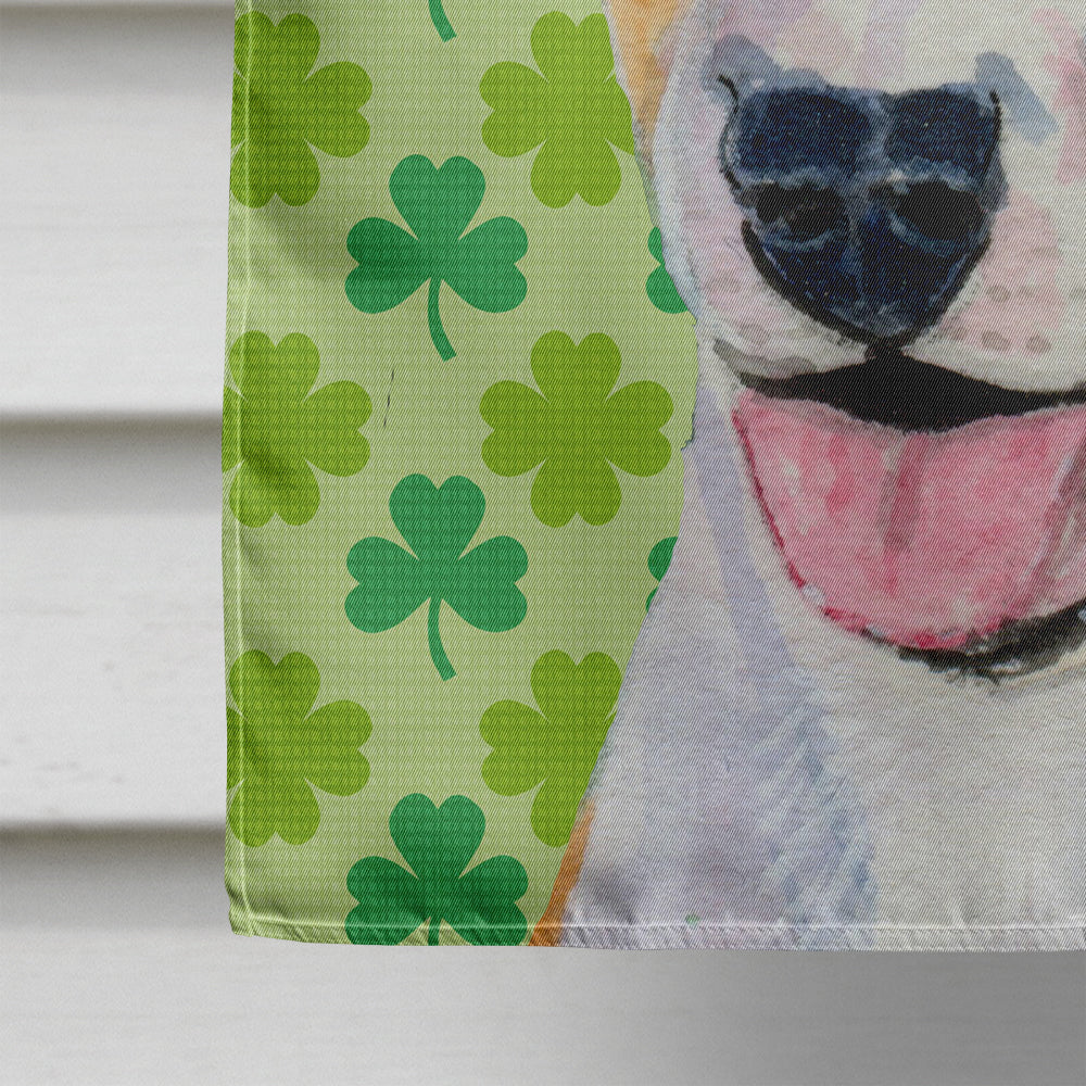 Bull Terrier St. Patrick's Day Shamrock Portrait House Flag 28x40 Porch Sleeve Pole Decorative Outside Yard Banner Artwork Wall Hanging, Polyester