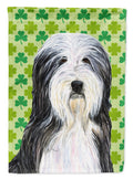 Bearded Collie St. Patrick's Day Shamrock Portrait House Flag 28x40 Porch Sleeve Pole Decorative Outside Yard Banner Artwork Wall Hanging, Polyester