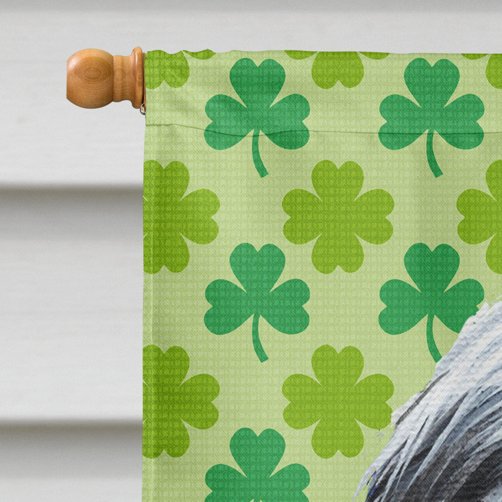 Bearded Collie St. Patrick's Day Shamrock Portrait House Flag 28x40 Porch Sleeve Pole Decorative Outside Yard Banner Artwork Wall Hanging, Polyester