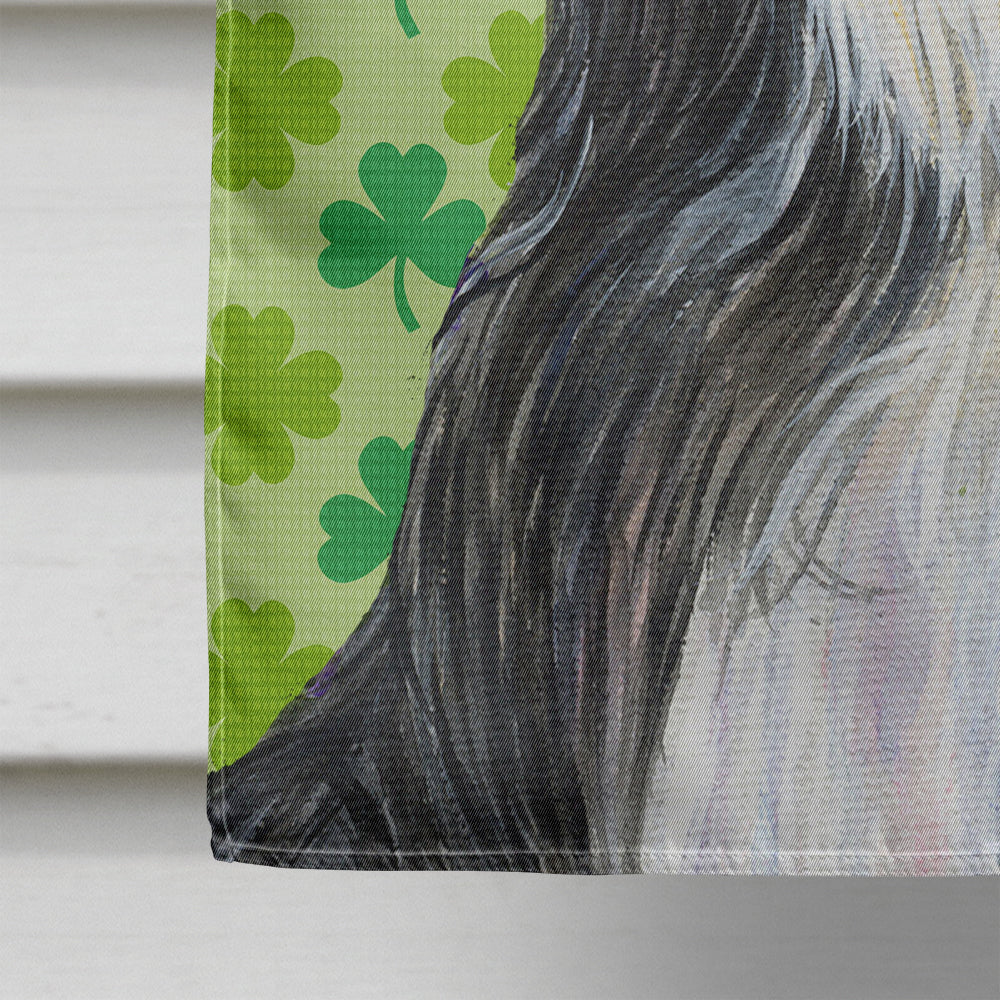 Bearded Collie St. Patrick's Day Shamrock Portrait House Flag 28x40 Porch Sleeve Pole Decorative Outside Yard Banner Artwork Wall Hanging, Polyester