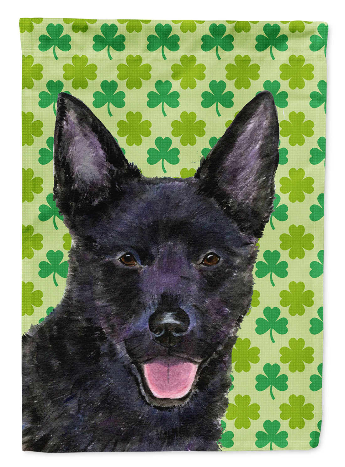 Australian Kelpie St. Patrick's Day Shamrock Portrait House Flag 28x40 Porch Sleeve Pole Decorative Outside Yard Banner Artwork Wall Hanging, Polyester
