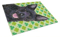 Australian Kelpie St. Patrick's Day Shamrock Portrait Cutting Board Tempered Glass Kitchen Cutting Surface, Heat Resistant Chopping, Non-Slip Feet, Food Prep & Serving