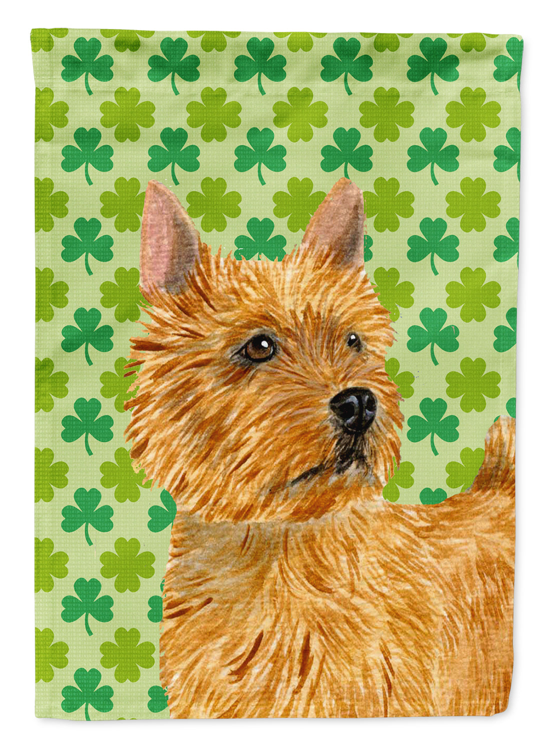 Norwich Terrier St. Patrick's Day Shamrock Portrait House Flag 28x40 Porch Sleeve Pole Decorative Outside Yard Banner Artwork Wall Hanging, Polyester