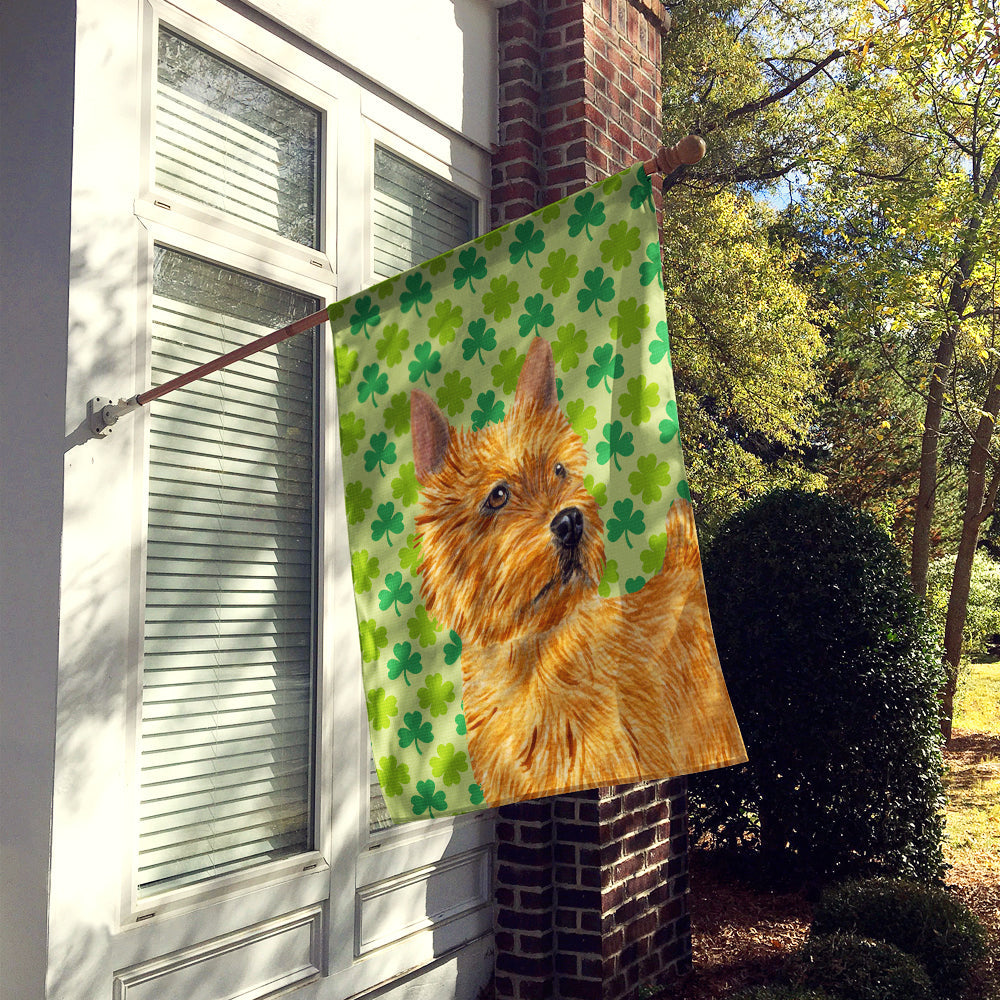 Norwich Terrier St. Patrick's Day Shamrock Portrait House Flag 28x40 Porch Sleeve Pole Decorative Outside Yard Banner Artwork Wall Hanging, Polyester