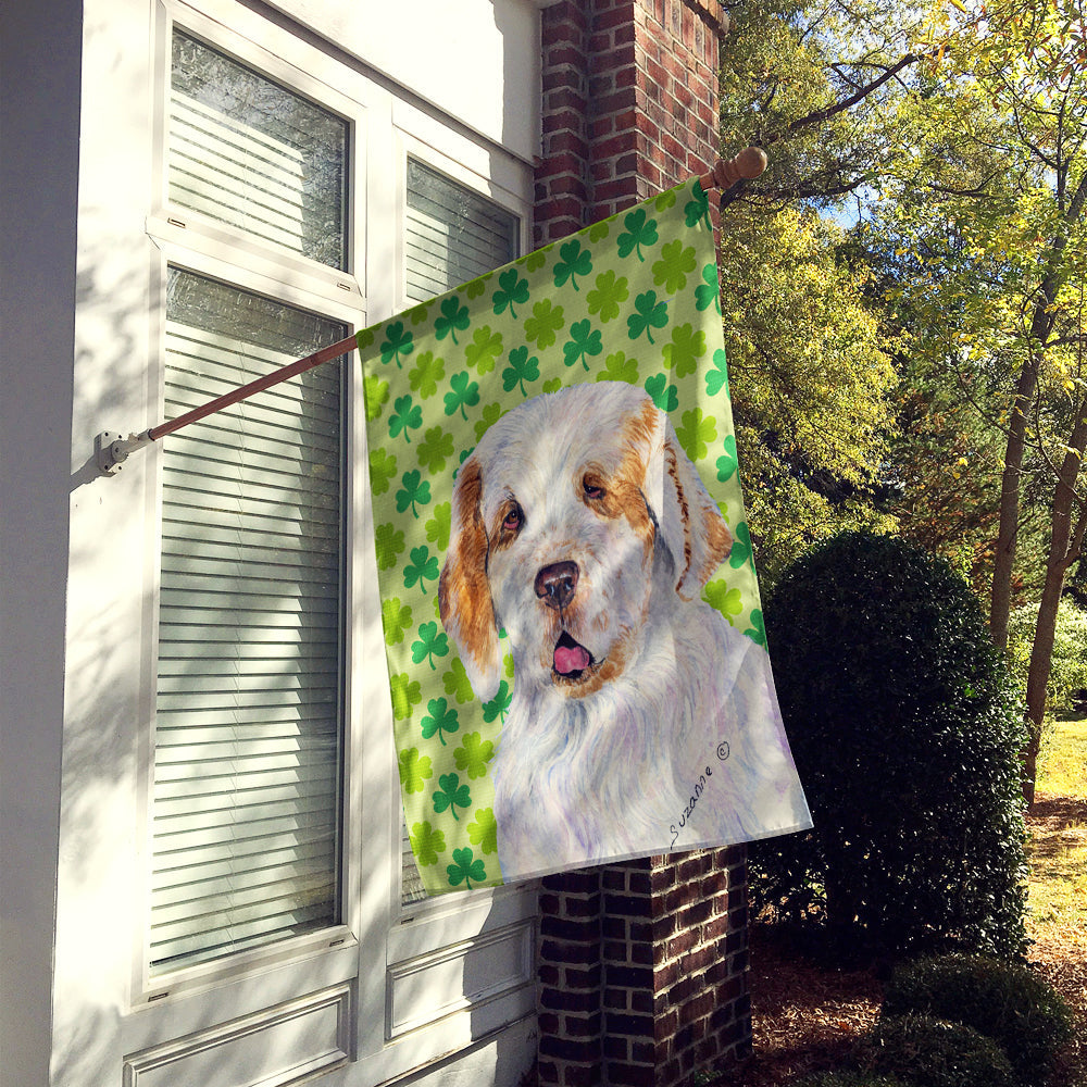 Clumber Spaniel St. Patrick's Day Shamrock Portrait House Flag 28x40 Porch Sleeve Pole Decorative Outside Yard Banner Artwork Wall Hanging, Polyester