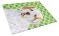 Clumber Spaniel St. Patrick's Day Shamrock Portrait Cutting Board Tempered Glass Kitchen Cutting Surface, Heat Resistant Chopping, Non-Slip Feet, Food Prep & Serving
