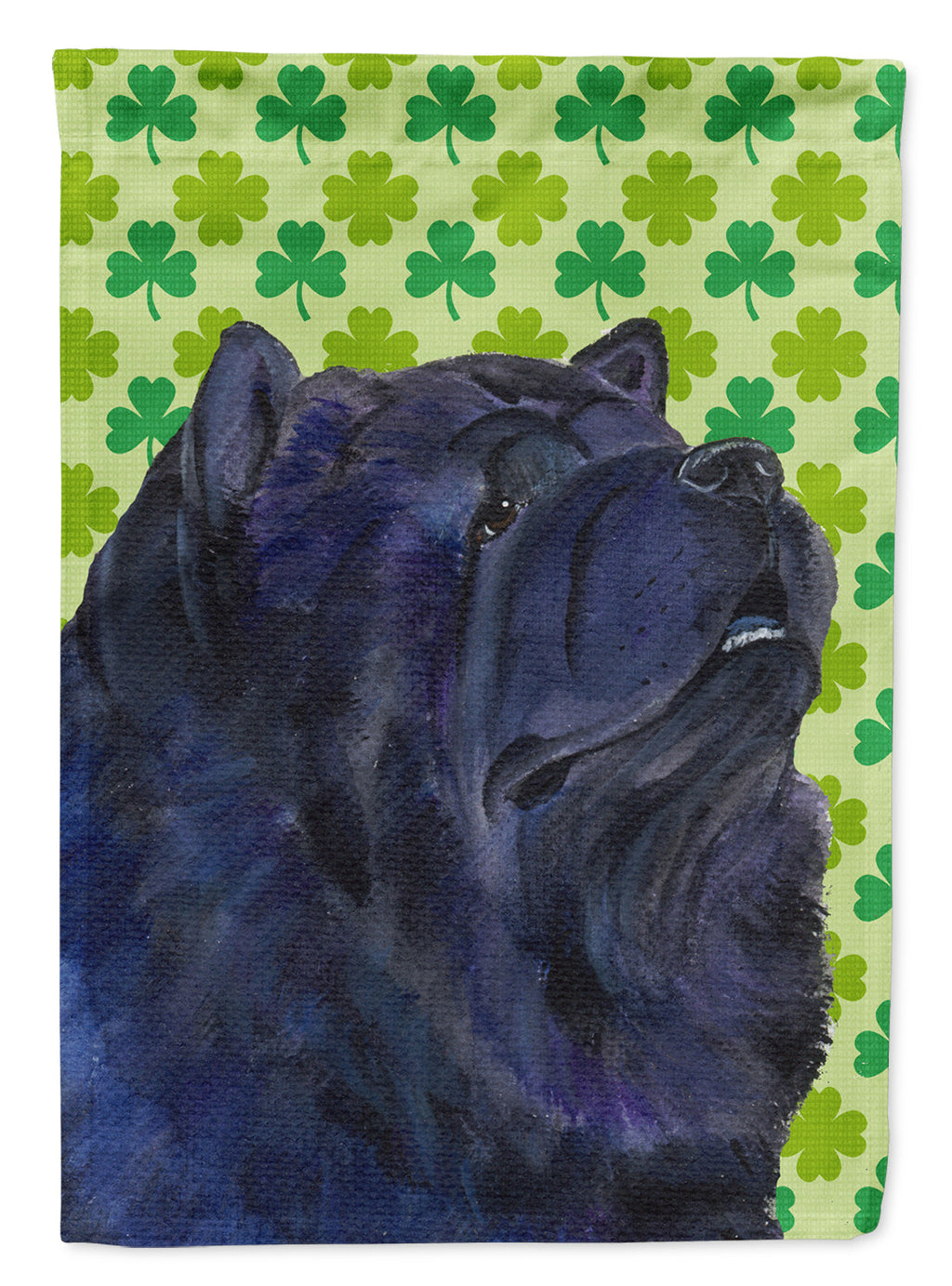 Chow Chow St. Patrick's Day Shamrock Portrait House Flag 28x40 Porch Sleeve Pole Decorative Outside Yard Banner Artwork Wall Hanging, Polyester