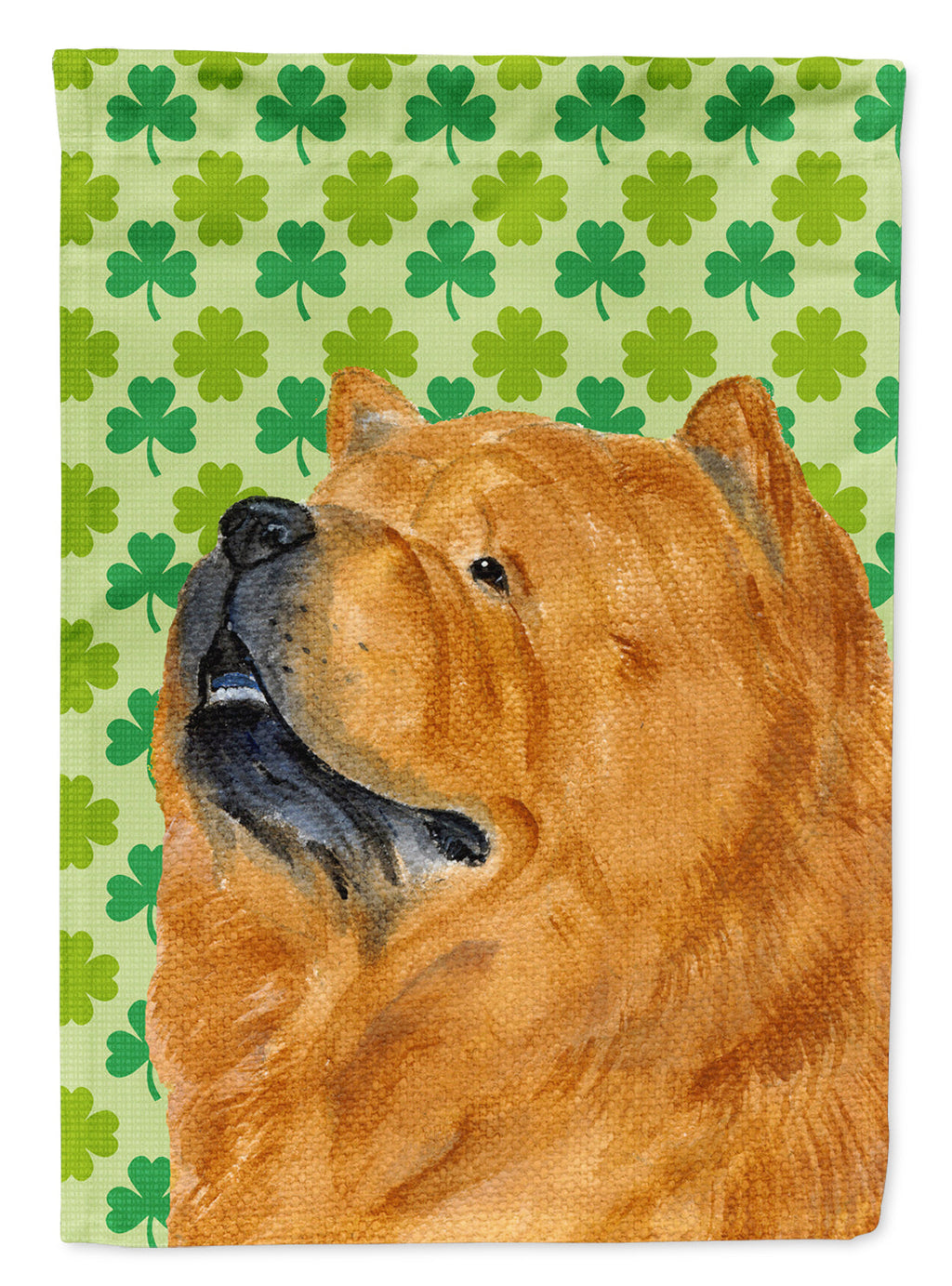 Chow Chow St. Patrick's Day Shamrock Portrait House Flag 28x40 Porch Sleeve Pole Decorative Outside Yard Banner Artwork Wall Hanging, Polyester