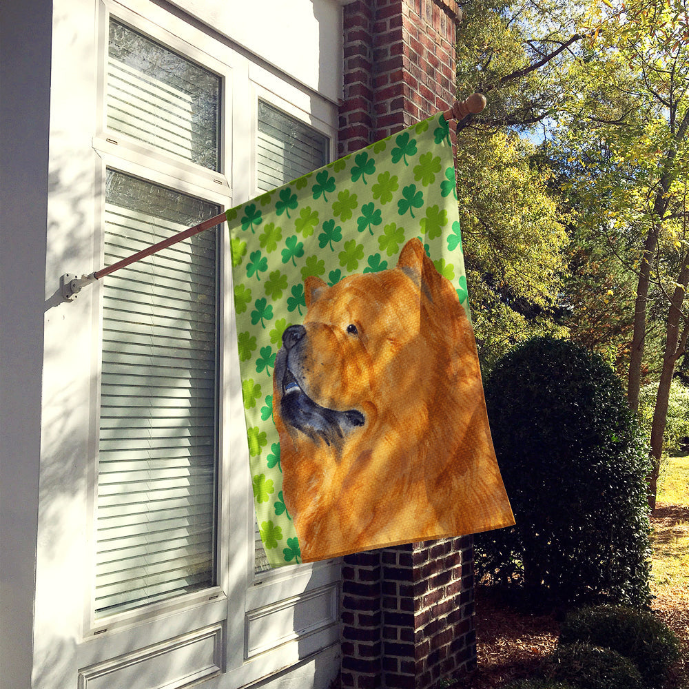 Chow Chow St. Patrick's Day Shamrock Portrait House Flag 28x40 Porch Sleeve Pole Decorative Outside Yard Banner Artwork Wall Hanging, Polyester