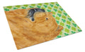 Chow Chow St. Patrick's Day Shamrock Portrait Cutting Board Tempered Glass Kitchen Cutting Surface, Heat Resistant Chopping, Non-Slip Feet, Food Prep & Serving