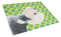 Dandie Dinmont Terrier St. Patrick's Day Shamrock Cutting Board Tempered Glass Kitchen Cutting Surface, Heat Resistant Chopping, Non-Slip Feet, Food Prep & Serving