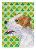 Jack Russell Terrier St. Patrick's Day Shamrock Portrait House Flag 28x40 Porch Sleeve Pole Decorative Outside Yard Banner Artwork Wall Hanging, Polyester