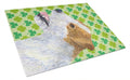 Jack Russell Terrier St. Patrick's Day Shamrock Portrait Cutting Board Tempered Glass Kitchen Cutting Surface, Heat Resistant Chopping, Non-Slip Feet, Food Prep & Serving