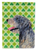 Irish Wolfhound St. Patrick's Day Shamrock Portrait House Flag 28x40 Porch Sleeve Pole Decorative Outside Yard Banner Artwork Wall Hanging, Polyester