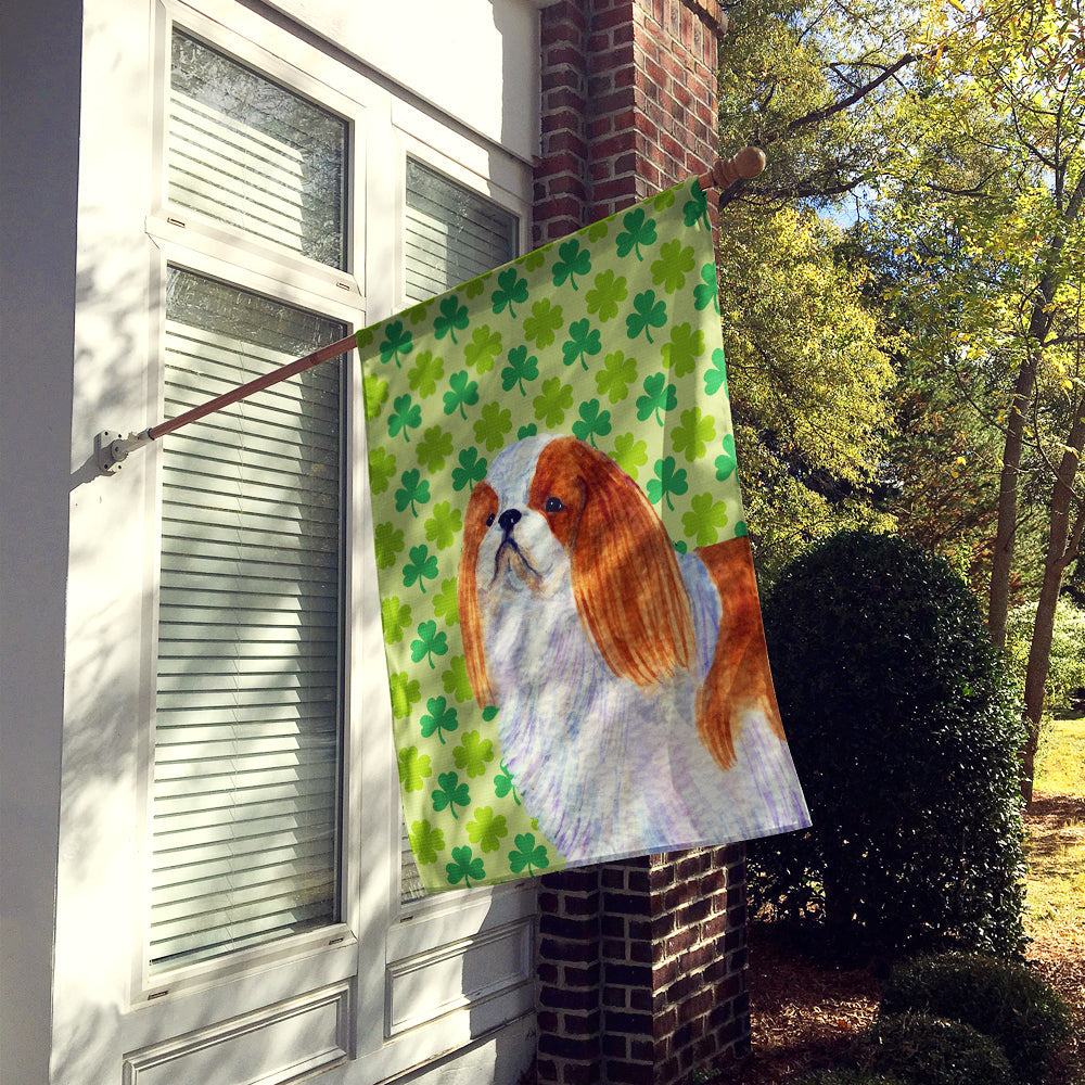 English Toy Spaniel St. Patrick's Day Shamrock Portrait House Flag 28x40 Porch Sleeve Pole Decorative Outside Yard Banner Artwork Wall Hanging, Polyester