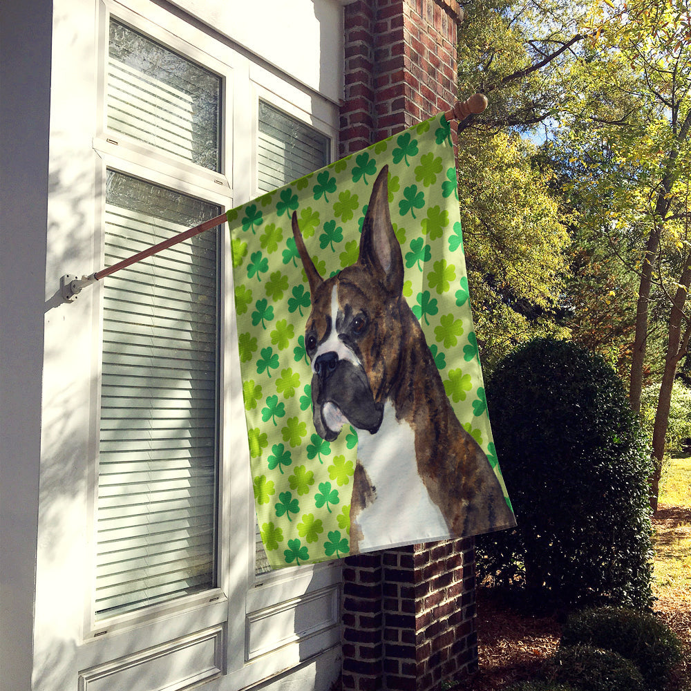 Boxer St. Patrick's Day Shamrock Portrait House Flag 28x40 Porch Sleeve Pole Decorative Outside Yard Banner Artwork Wall Hanging, Polyester