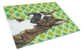 Boxer St. Patrick's Day Shamrock Portrait Cutting Board Tempered Glass Kitchen Cutting Surface, Heat Resistant Chopping, Non-Slip Feet, Food Prep & Serving