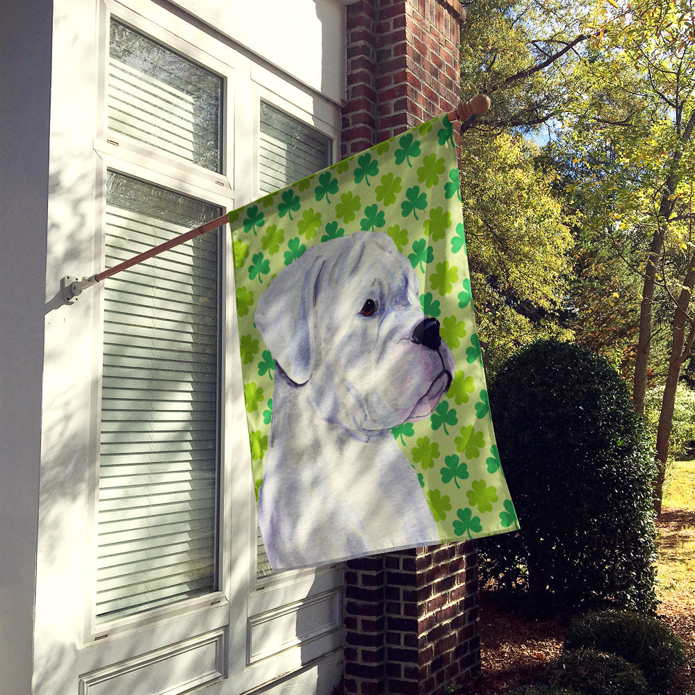Boxer St. Patrick's Day Shamrock Portrait House Flag 28x40 Porch Sleeve Pole Decorative Outside Yard Banner Artwork Wall Hanging, Polyester