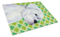 Boxer St. Patrick's Day Shamrock Portrait Cutting Board Tempered Glass Kitchen Cutting Surface, Heat Resistant Chopping, Non-Slip Feet, Food Prep & Serving