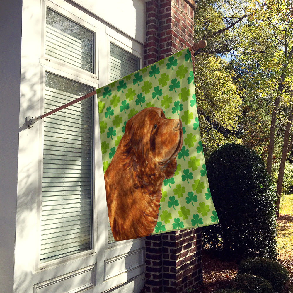 Sussex Spaniel St. Patrick's Day Shamrock Portrait House Flag 28x40 Porch Sleeve Pole Decorative Outside Yard Banner Artwork Wall Hanging, Polyester