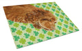 Sussex Spaniel St. Patrick's Day Shamrock Portrait Cutting Board Tempered Glass Kitchen Cutting Surface, Heat Resistant Chopping, Non-Slip Feet, Food Prep & Serving