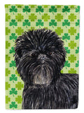 Affenpinscher St. Patrick's Day Shamrock Portrait House Flag 28x40 Porch Sleeve Pole Decorative Outside Yard Banner Artwork Wall Hanging, Polyester