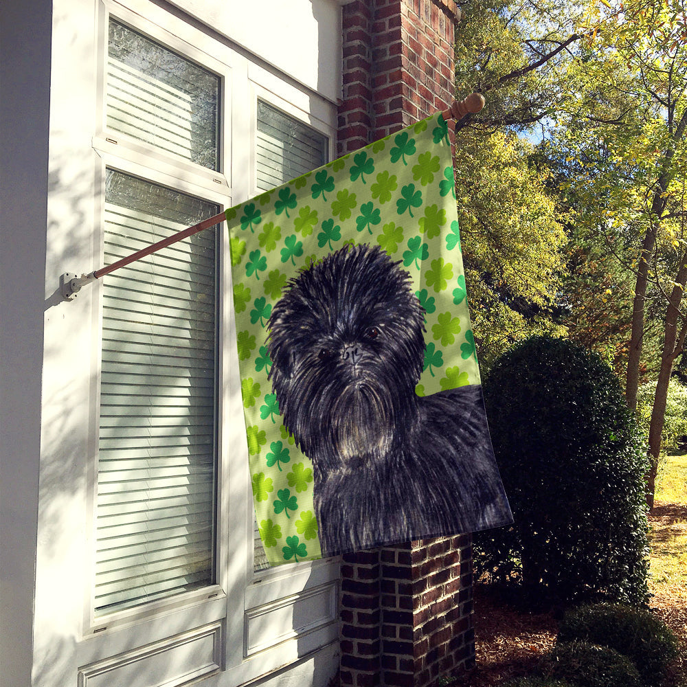 Affenpinscher St. Patrick's Day Shamrock Portrait House Flag 28x40 Porch Sleeve Pole Decorative Outside Yard Banner Artwork Wall Hanging, Polyester