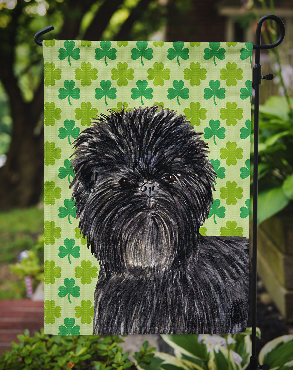 Affenpinscher St. Patrick's Day Shamrock Portrait Garden Flag Mailbox Decorative Yard Banner Outside Patio Artwork for Flower Beds, Garden Size, Multicolor