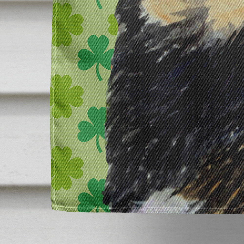 Tibetan Mastiff St. Patrick's Day Shamrock Portrait House Flag 28x40 Porch Sleeve Pole Decorative Outside Yard Banner Artwork Wall Hanging, Polyester