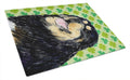 Tibetan Mastiff St. Patrick's Day Shamrock Portrait Cutting Board Tempered Glass Kitchen Cutting Surface, Heat Resistant Chopping, Non-Slip Feet, Food Prep & Serving