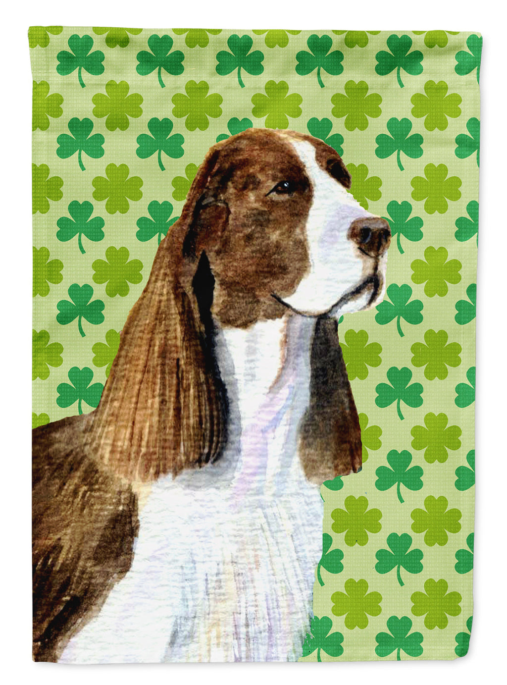Springer Spaniel St. Patrick's Day Shamrock Portrait House Flag 28x40 Porch Sleeve Pole Decorative Outside Yard Banner Artwork Wall Hanging, Polyester