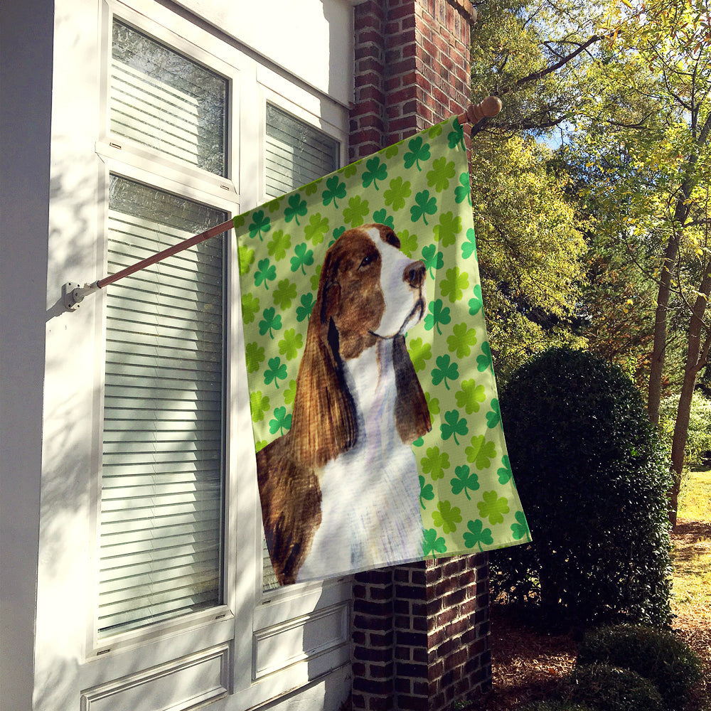 Springer Spaniel St. Patrick's Day Shamrock Portrait House Flag 28x40 Porch Sleeve Pole Decorative Outside Yard Banner Artwork Wall Hanging, Polyester