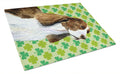 Springer Spaniel St. Patrick's Day Shamrock Portrait Cutting Board Tempered Glass Kitchen Cutting Surface, Heat Resistant Chopping, Non-Slip Feet, Food Prep & Serving