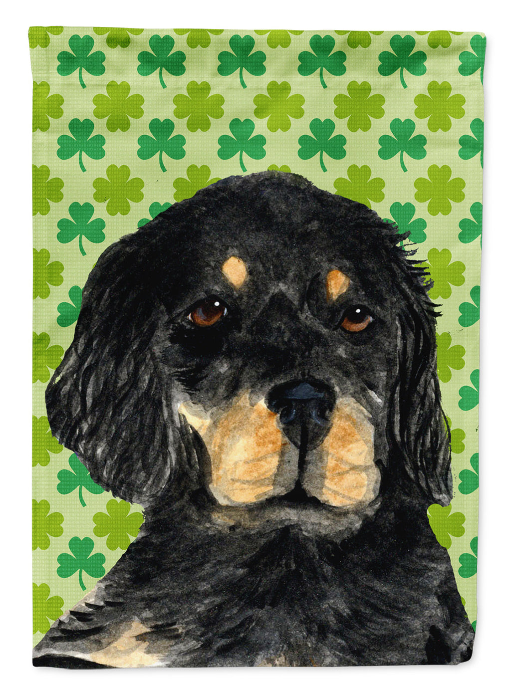 Gordon Setter St. Patrick's Day Shamrock Portrait House Flag 28x40 Porch Sleeve Pole Decorative Outside Yard Banner Artwork Wall Hanging, Polyester