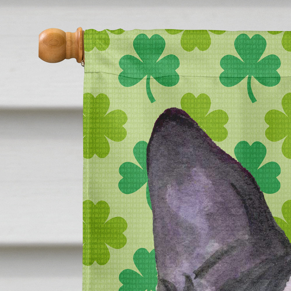 Boston Terrier St. Patrick's Day Shamrock Portrait House Flag 28x40 Porch Sleeve Pole Decorative Outside Yard Banner Artwork Wall Hanging, Polyester