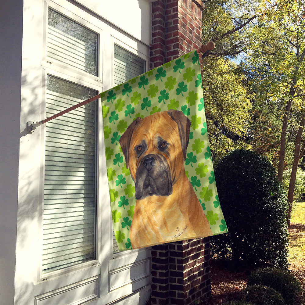 Bullmastiff St. Patrick's Day Shamrock Portrait House Flag 28x40 Porch Sleeve Pole Decorative Outside Yard Banner Artwork Wall Hanging, Polyester