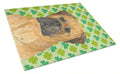 Bullmastiff St. Patrick's Day Shamrock Portrait Cutting Board Tempered Glass Kitchen Cutting Surface, Heat Resistant Chopping, Non-Slip Feet, Food Prep & Serving