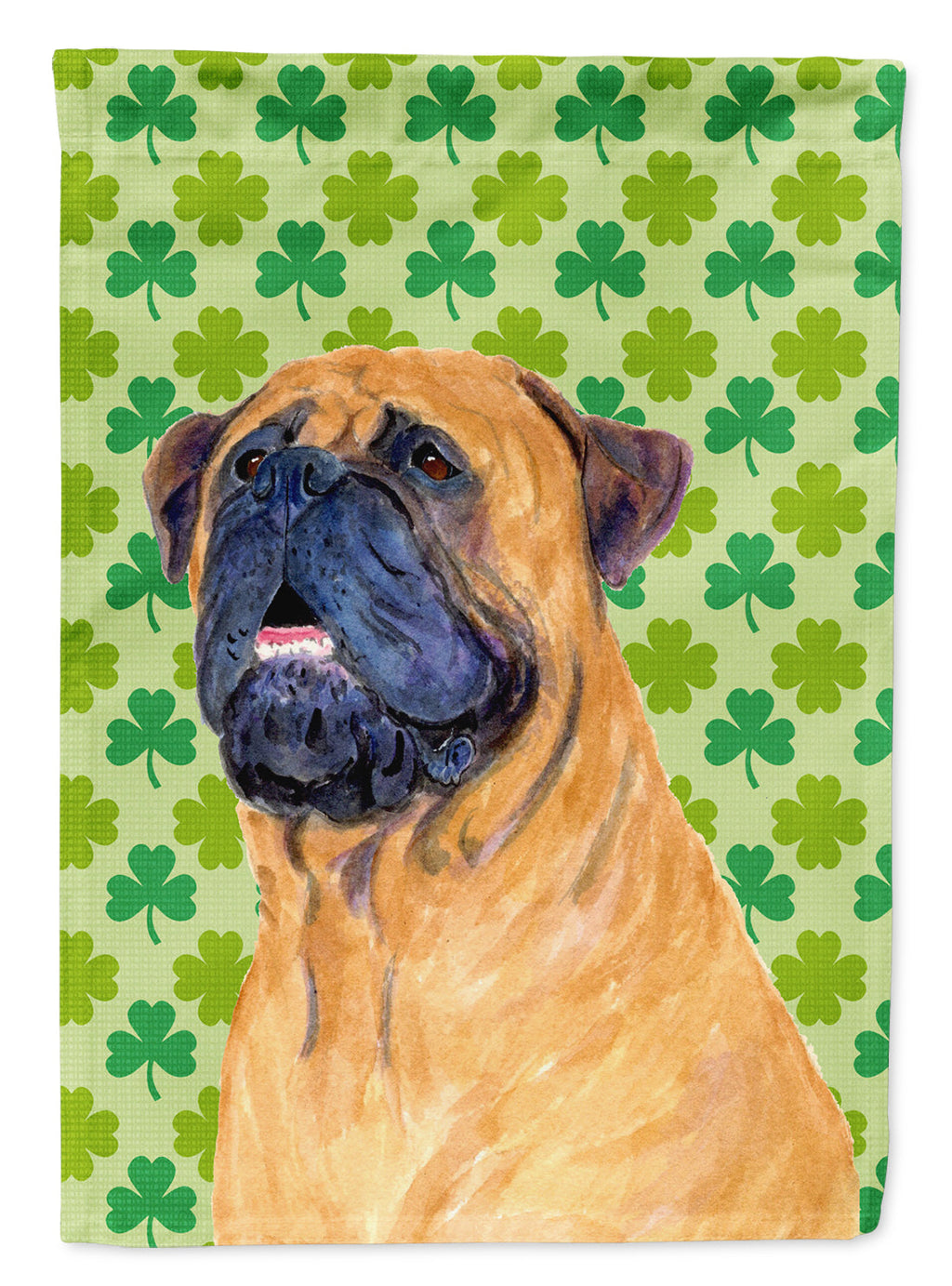 Mastiff St. Patrick's Day Shamrock Portrait House Flag 28x40 Porch Sleeve Pole Decorative Outside Yard Banner Artwork Wall Hanging, Polyester